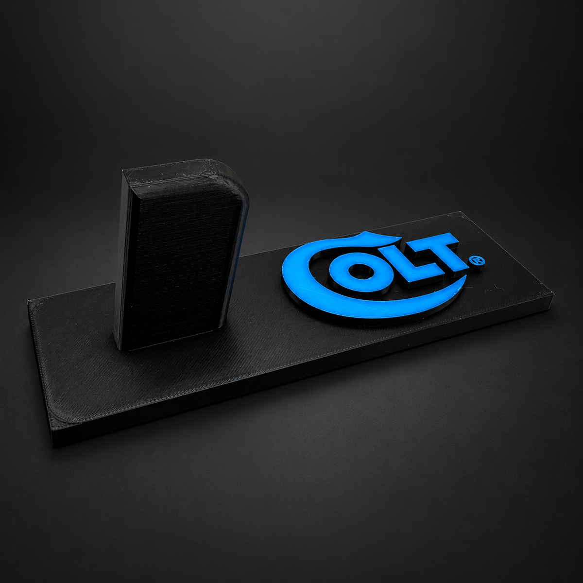 Colt 1911 Display Stand — Blue Rectangular Base