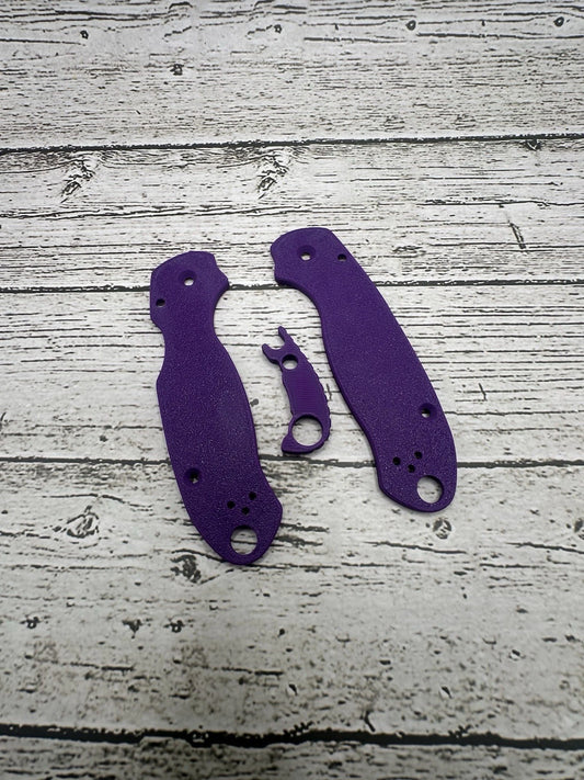 Spyderco Para 3 scales With Back Spacer In Barney Purple