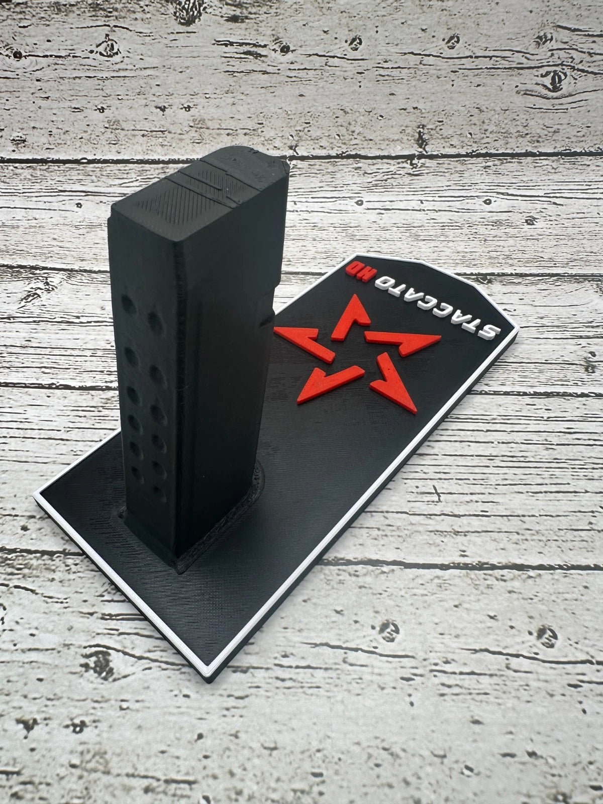 Staccato HD Pistol Display Stand – Red Star – alternate view