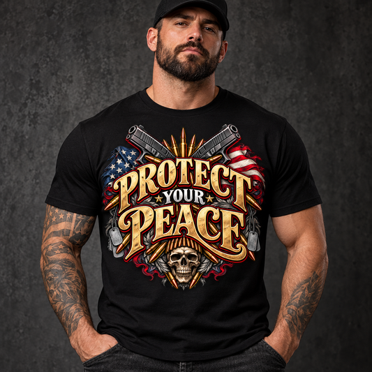 Protect Your Peace Patriotic Skull Graphic T-Shirt