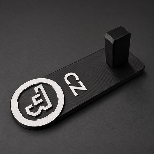 CZ Pistol Display Stand — White Round Logo Base