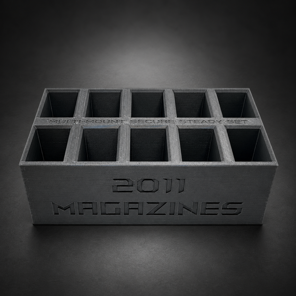 2011 / DS1911 Magazine Storage Box – 10 Slots on a charcoal background