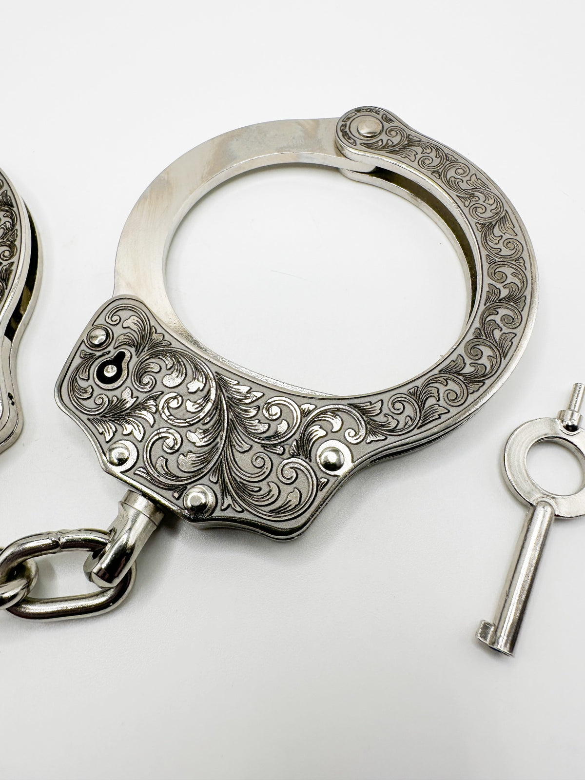 Deep Engraved Handcuffs with 2 Keys — Scrollwork or Custom Personalization