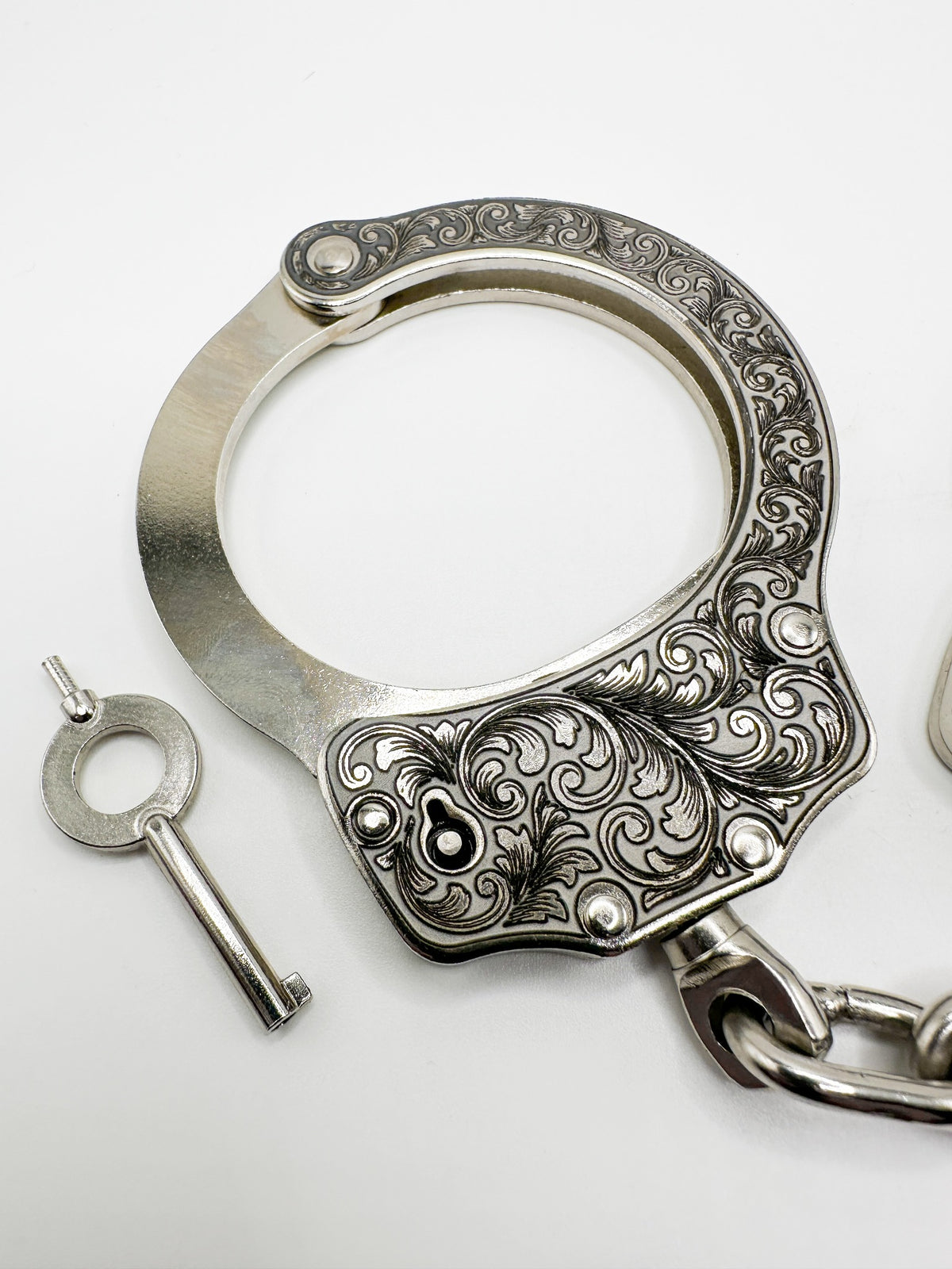 Deep Engraved Handcuffs with 2 Keys — Scrollwork or Custom Personalization