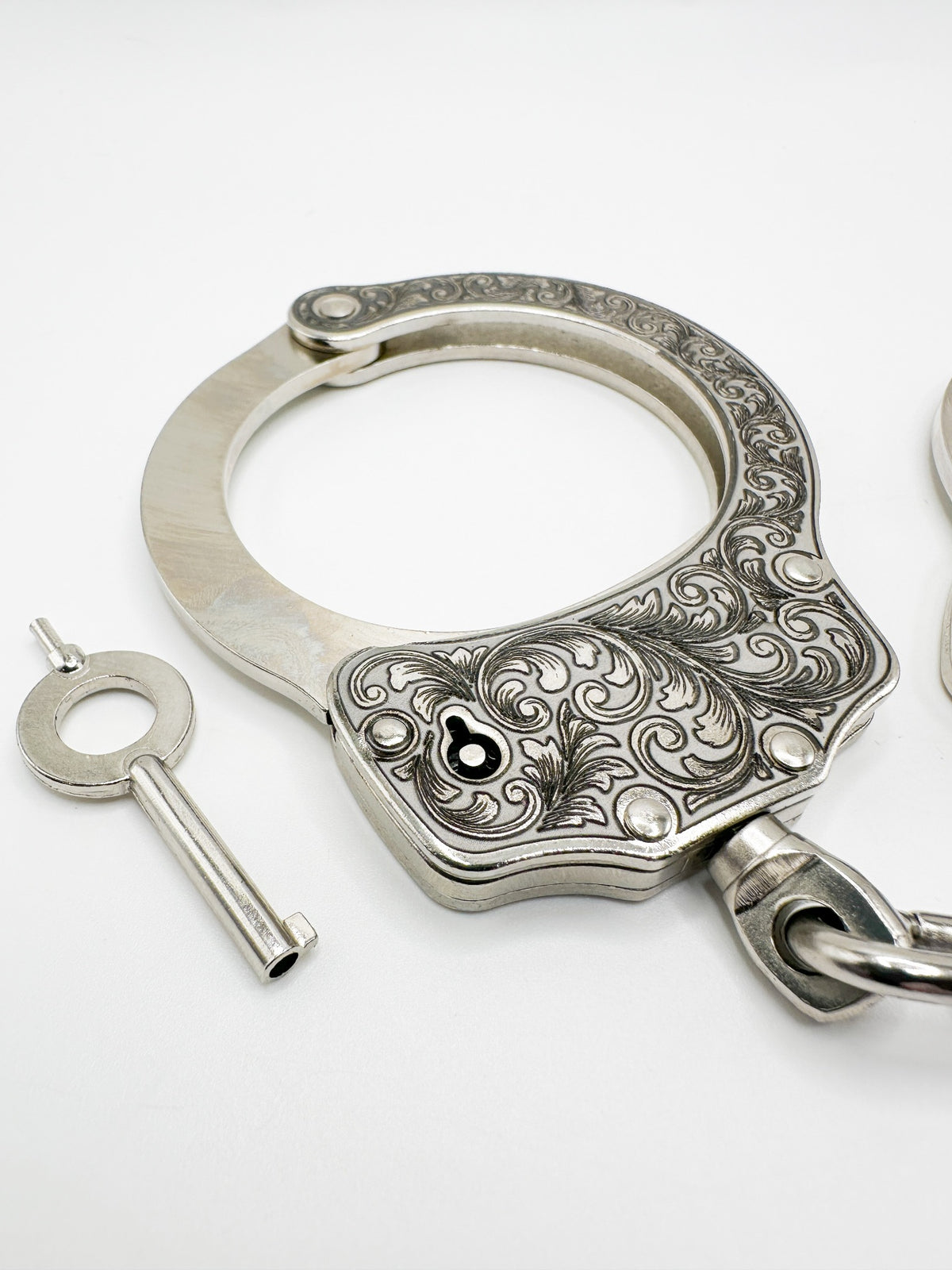 Deep Engraved Handcuffs with 2 Keys — Scrollwork or Custom Personalization