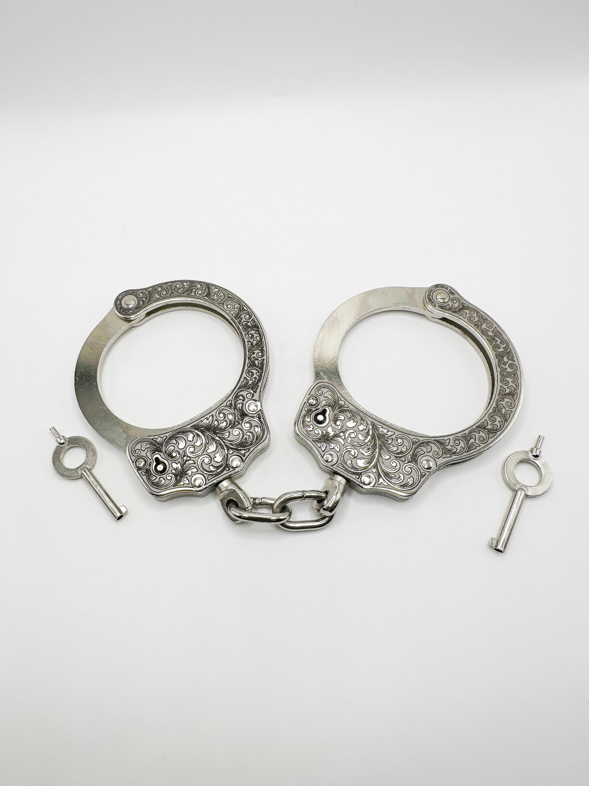 Deep Engraved Handcuffs with 2 Keys — Scrollwork or Custom Personalization