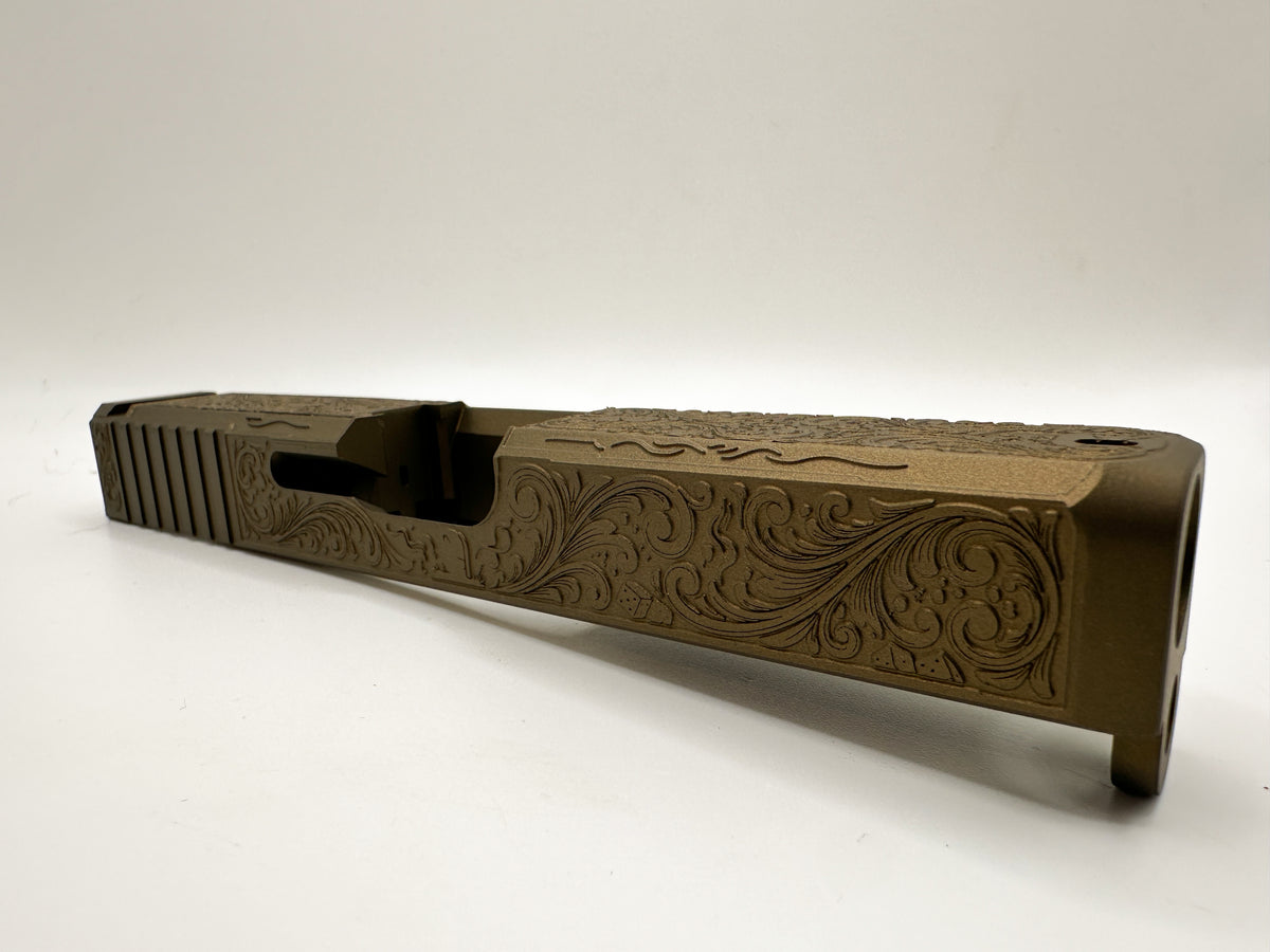 Glock 19 Gen 1-3 Deep Engraved “Huckleberry” Tombstone Slide – Fits Ruger RXM & Compatible Clones