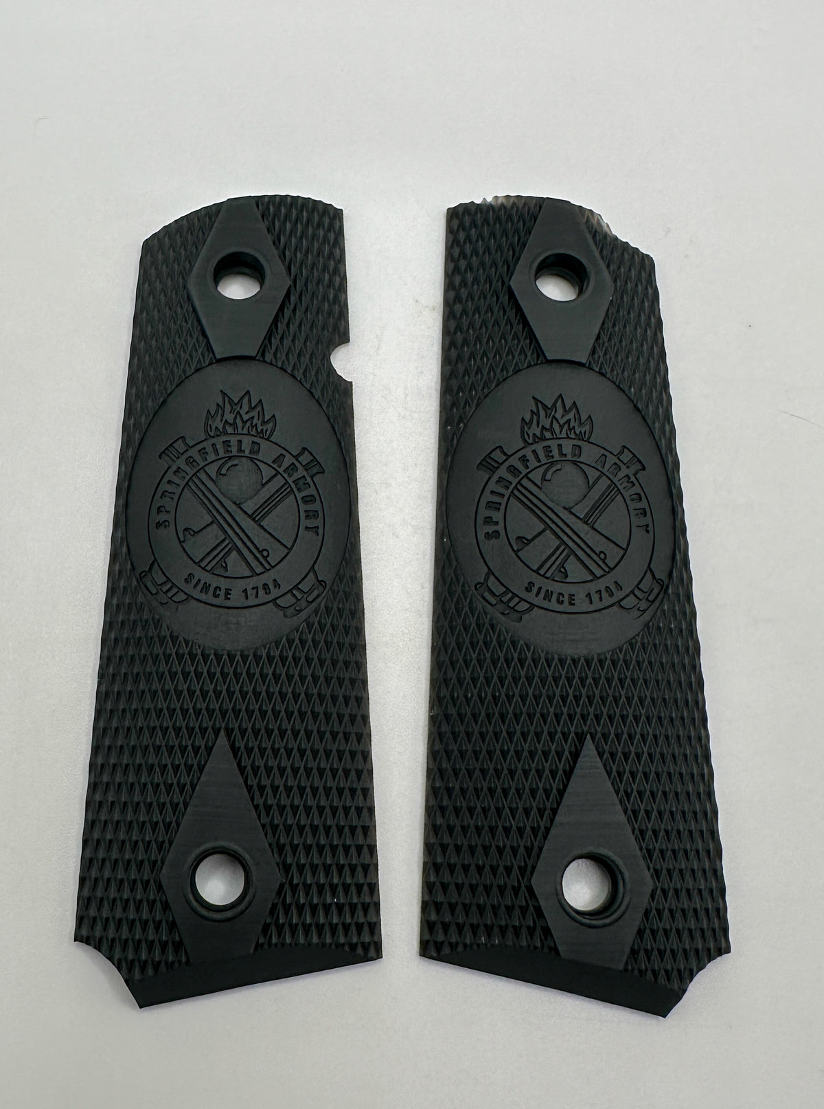 Springfield Armory Logo 1911 Grips – Black Checkered Pair