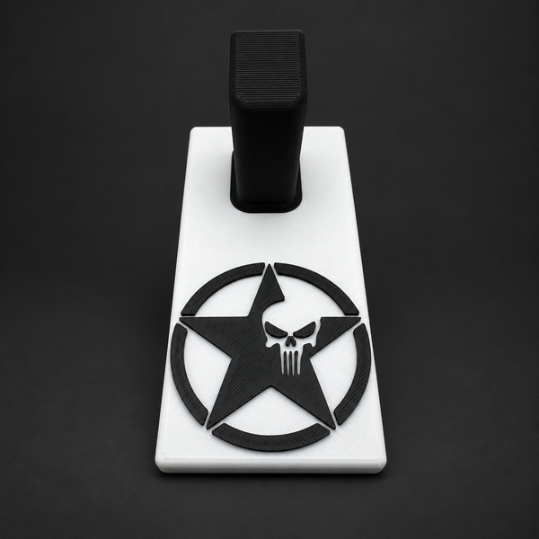 Army Star With Punisher Pistol Display – For Glock Double Stack Pistols & Clones