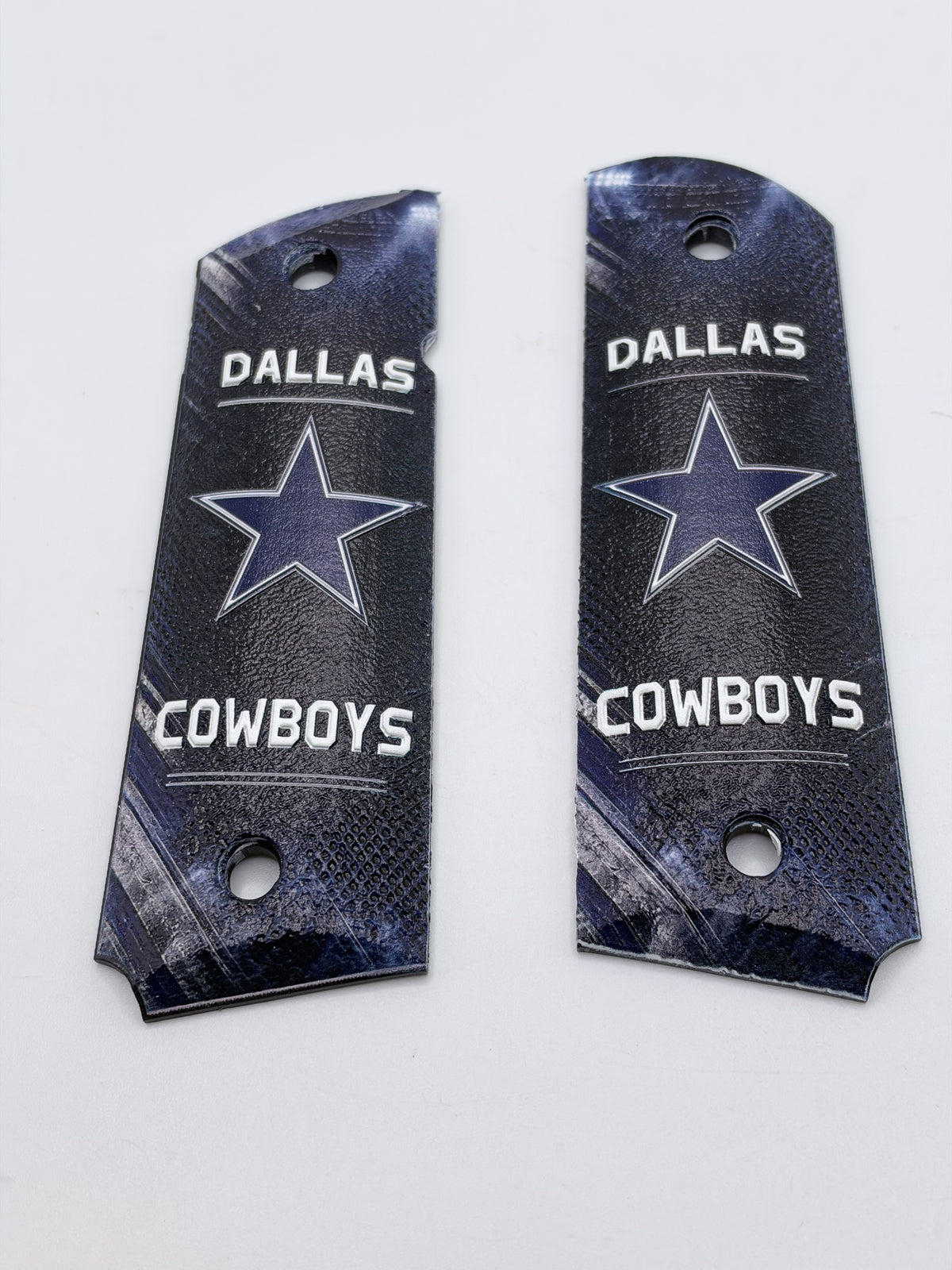 Dallas Cowboys full-size ambi-cut polymer 1911 grip pair — product photo 1
