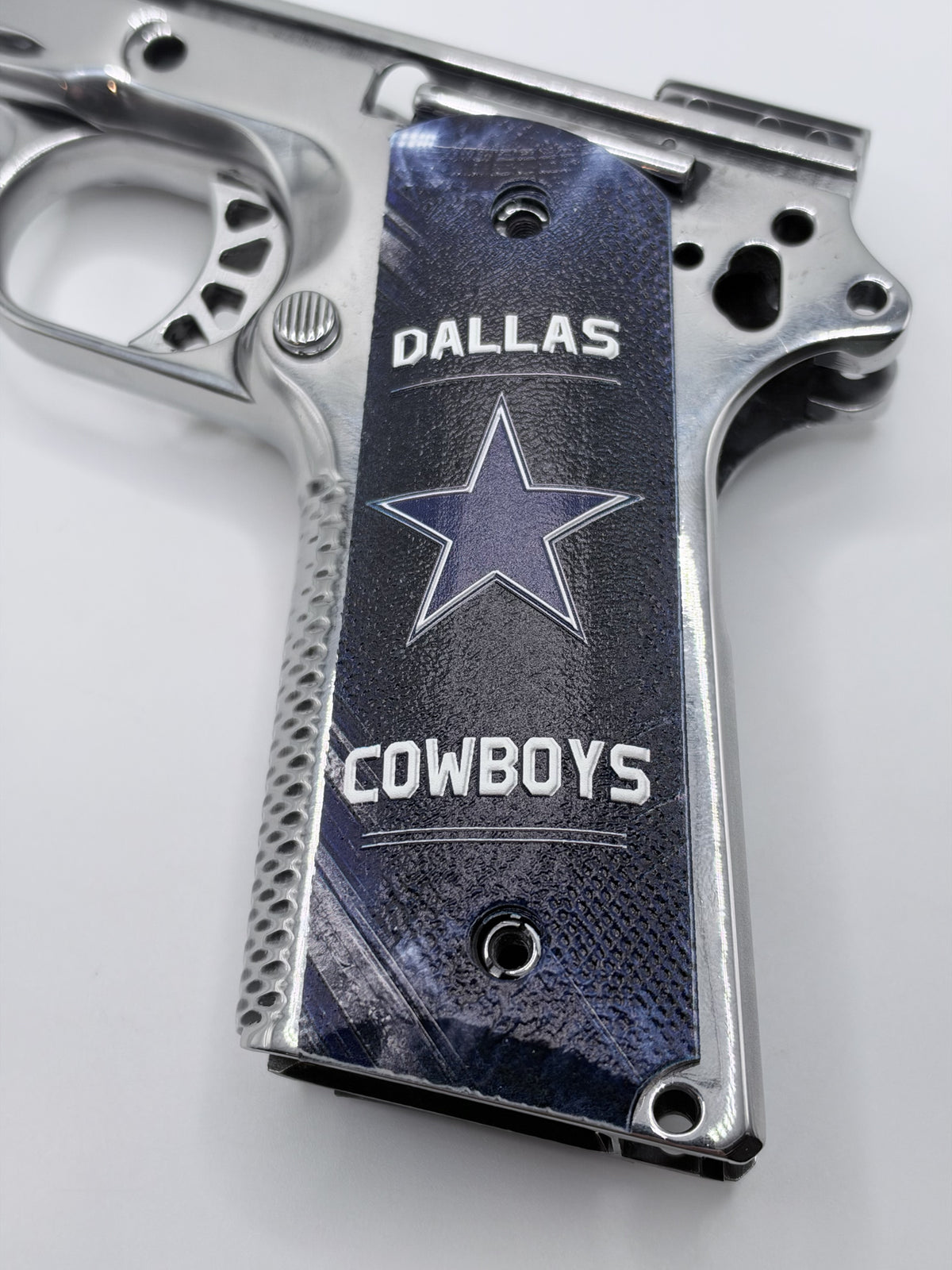 Dallas Cowboys full-size ambi-cut polymer 1911 grip pair — product photo 3
