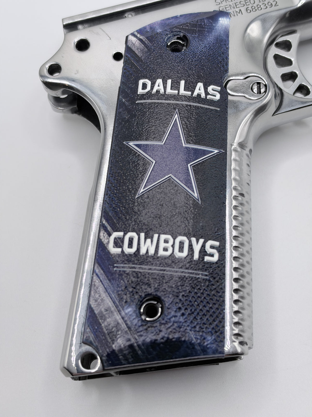 Dallas Cowboys full-size ambi-cut polymer 1911 grip pair — product photo 4