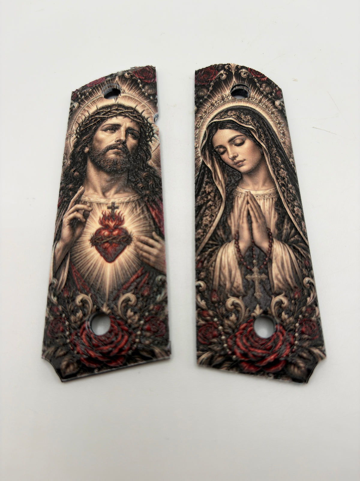 Jesus & Mary Sacred Heart 1911 Grips — Full Size Ambi-Cut Polymer Pair