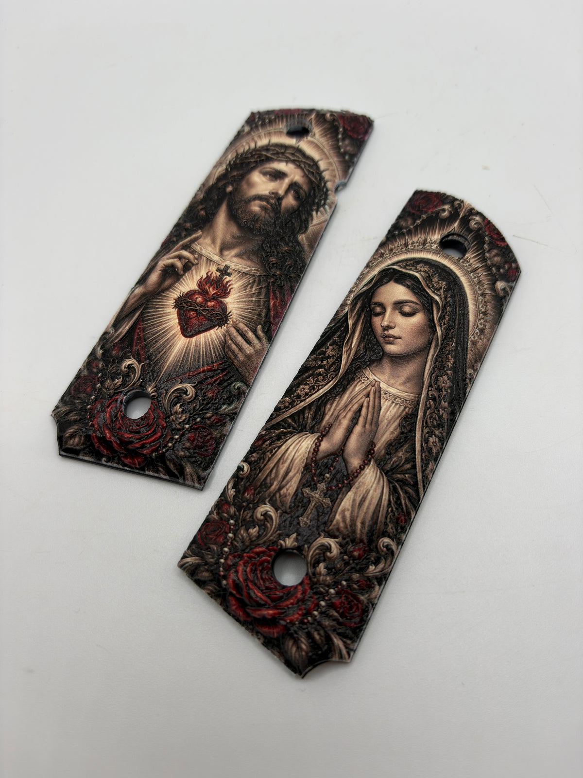 Jesus & Mary Sacred Heart 1911 Grips — Full Size Ambi-Cut Polymer Pair
