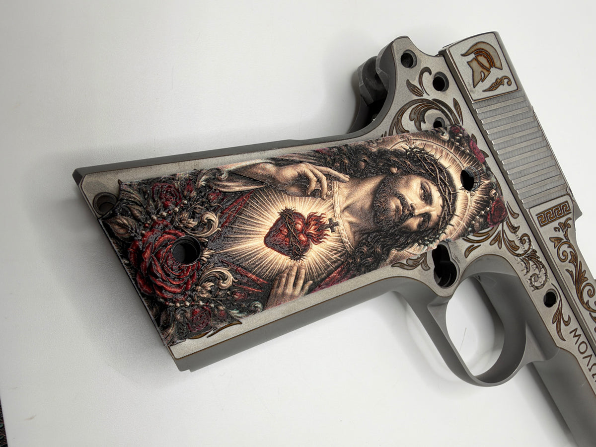 Jesus & Mary Sacred Heart 1911 Grips — Full Size Ambi-Cut Polymer Pair