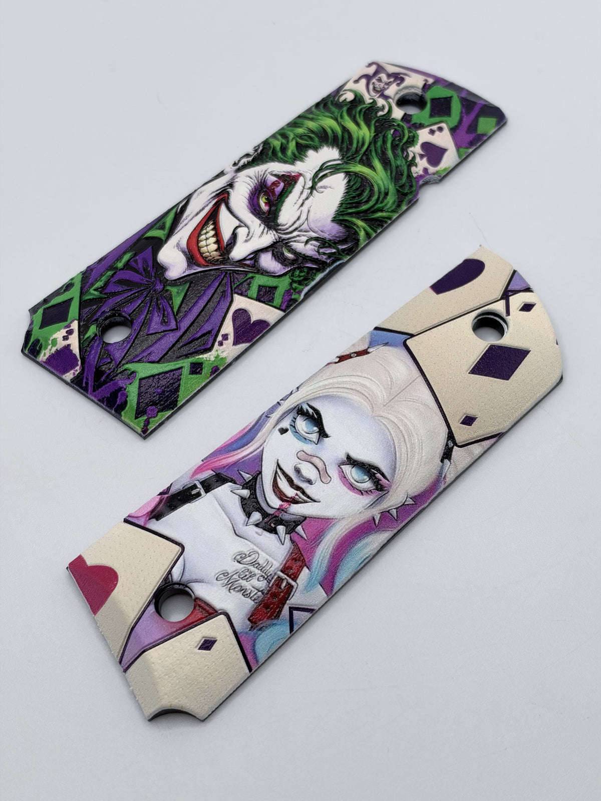 Joker & Harley Quinn full-size ambi-cut polymer 1911 grip pair — product photo 2