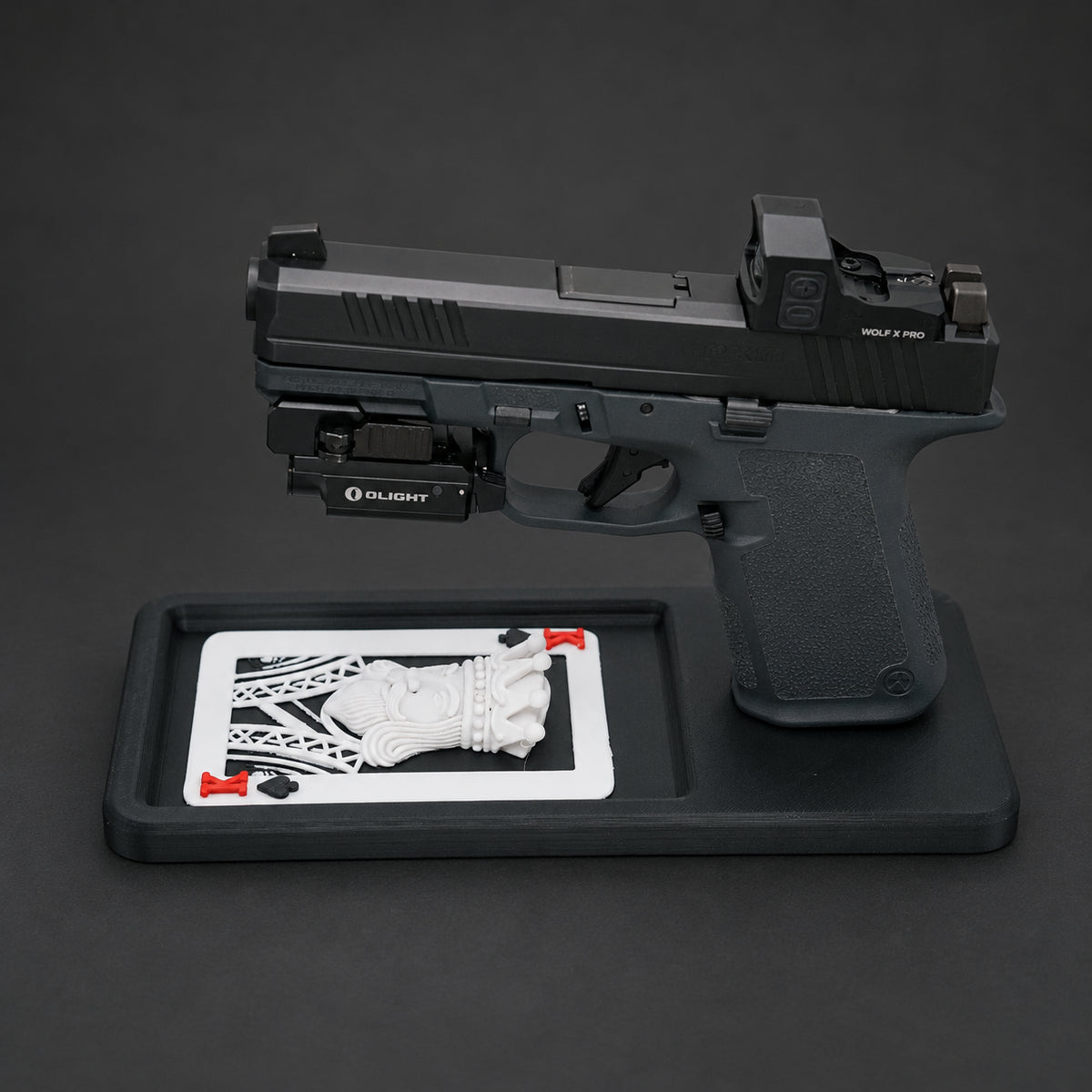 King of Spades Glock-Style Double-Stack Pistol Display Stand & Tray