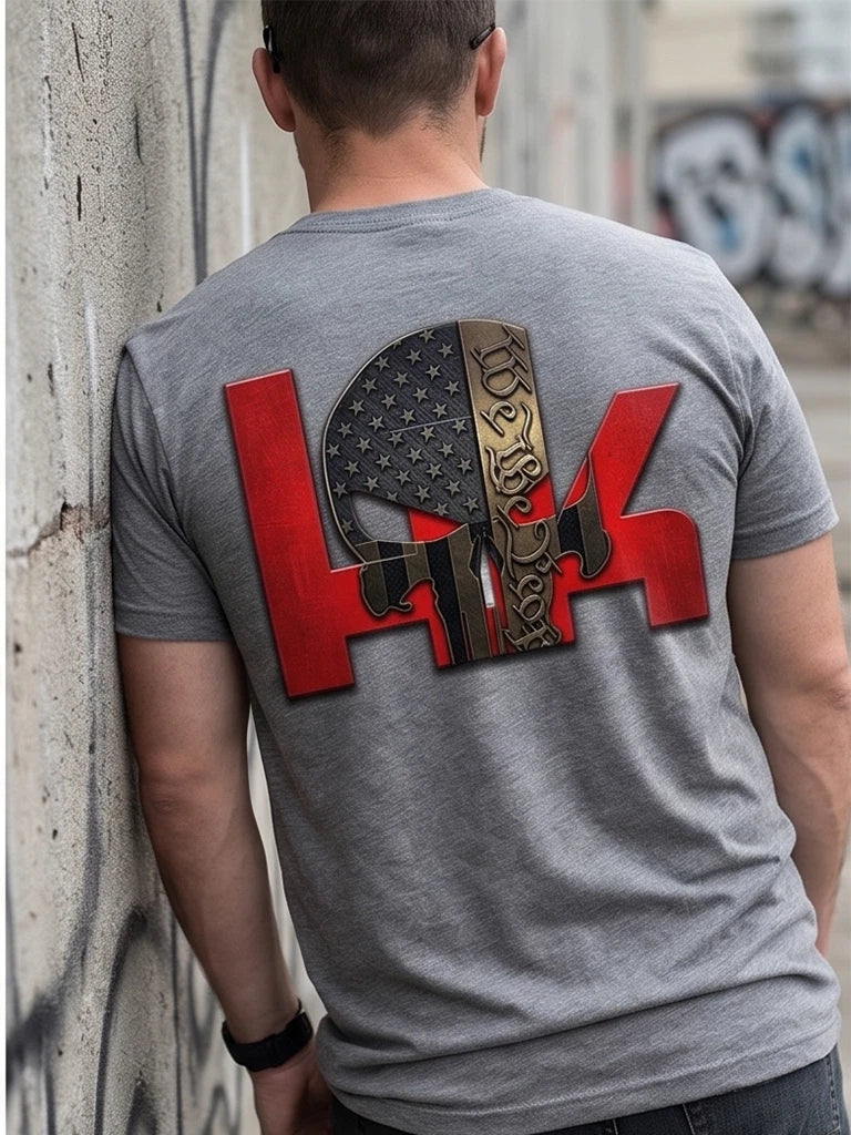We The People Patriot Skull T-Shirt — Gray — product photo 4