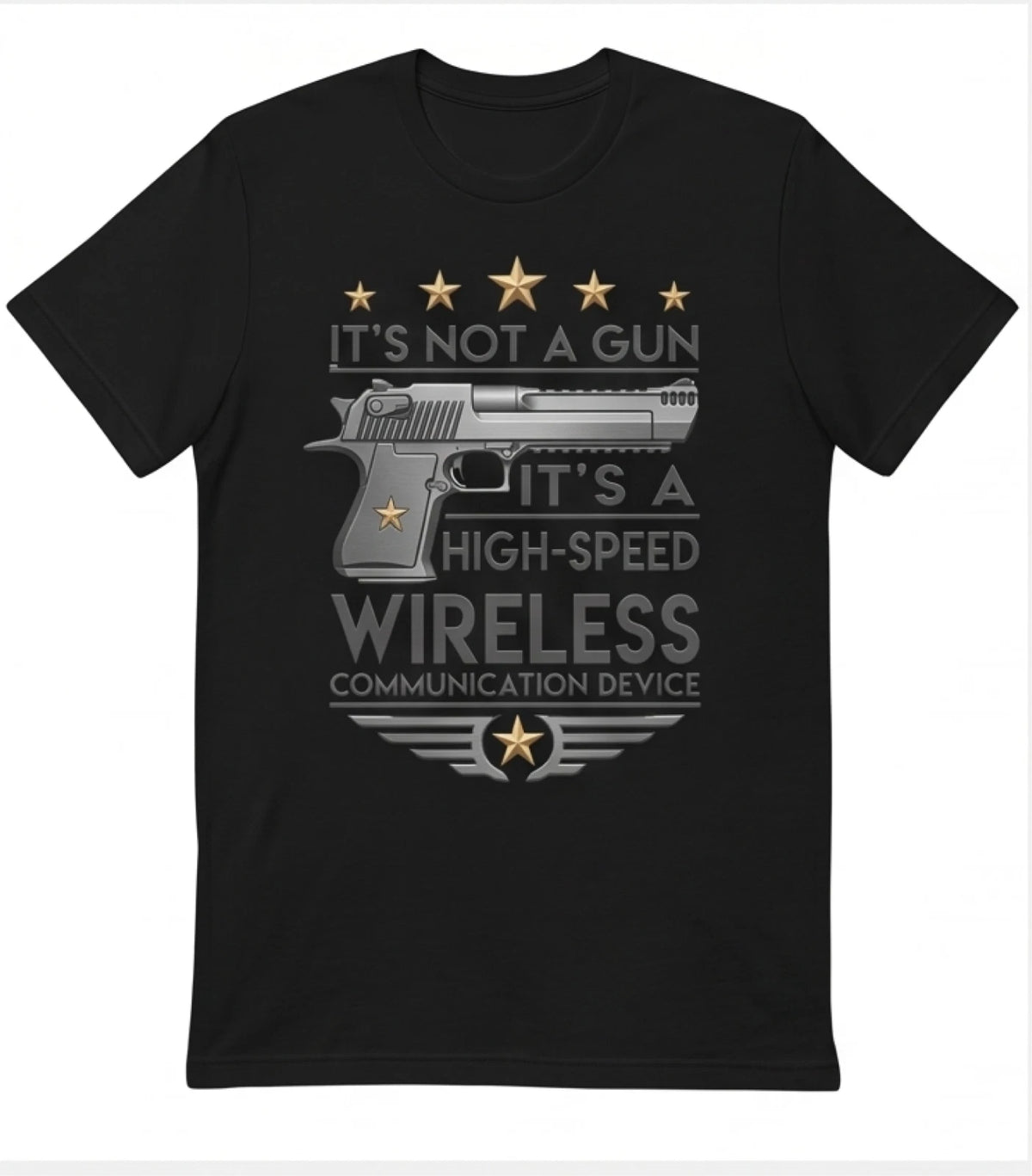 High-Speed Wireless Communication Device T-Shirt — Black — product photo 1