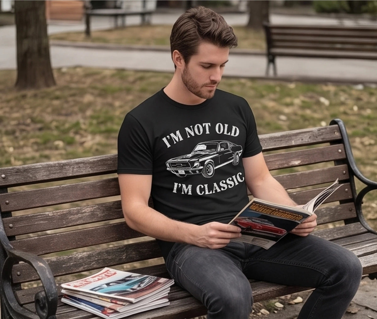 I’m Not Old, I’m Classic Muscle Car T-Shirt — Black — product photo 4