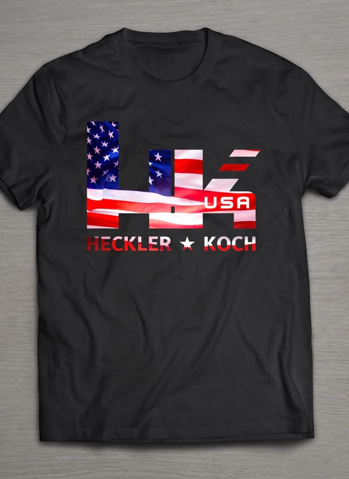 HK USA Flag Graphic T-Shirt — Black or Gray — product photo 3