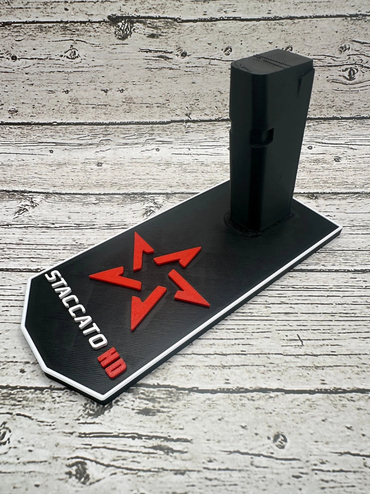 Staccato HD Pistol Display Stand – Red Star – alternate view