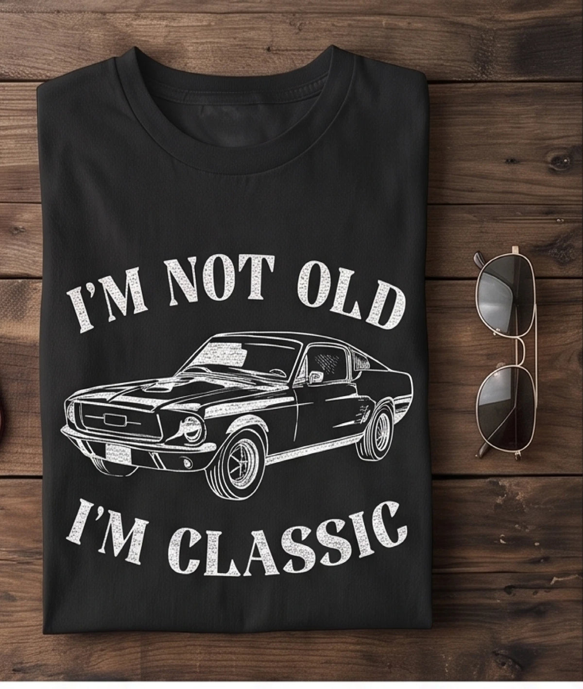I’m Not Old, I’m Classic Muscle Car T-Shirt — Black — product photo 3