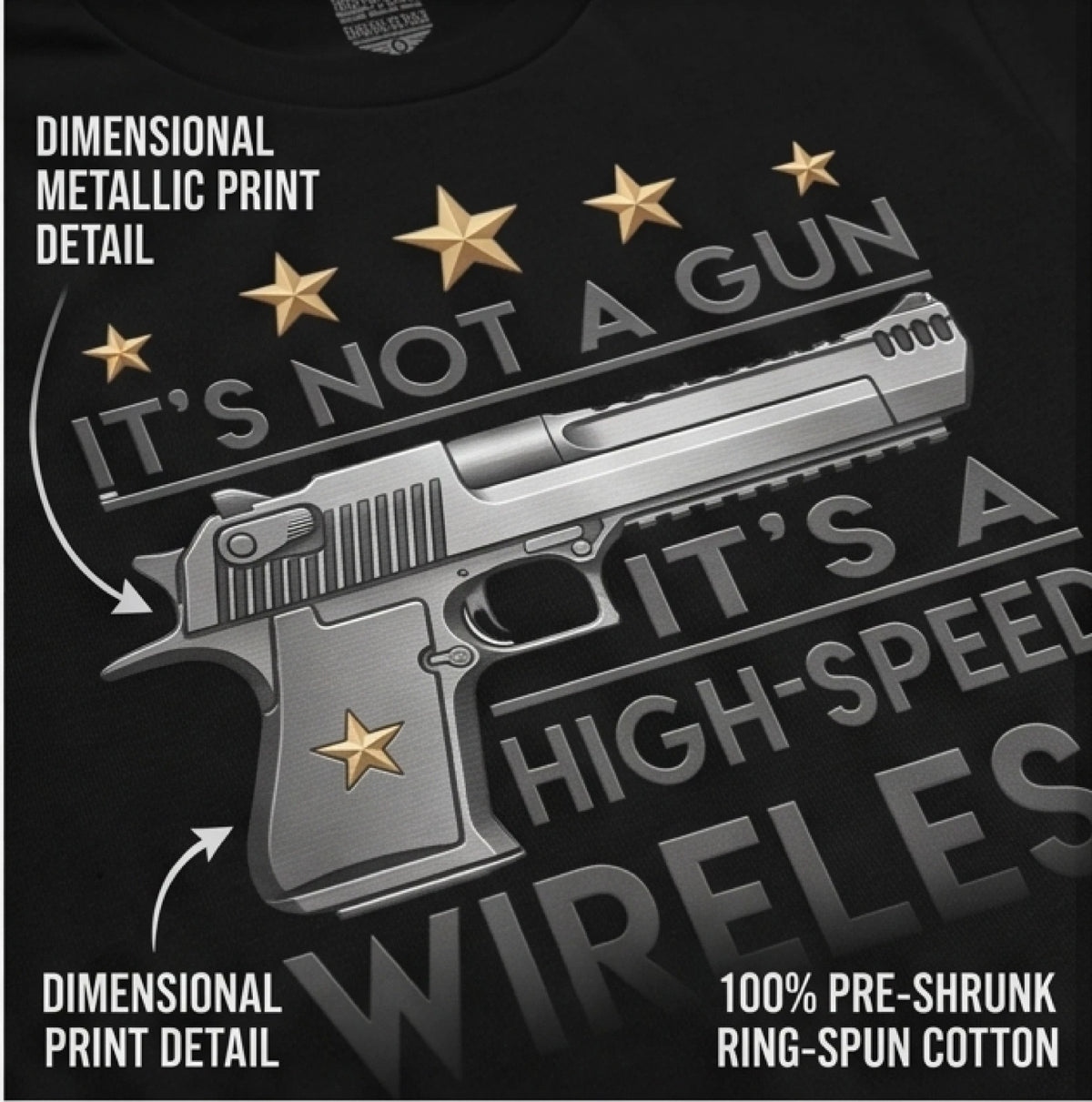 High-Speed Wireless Communication Device T-Shirt — Black — product photo 3