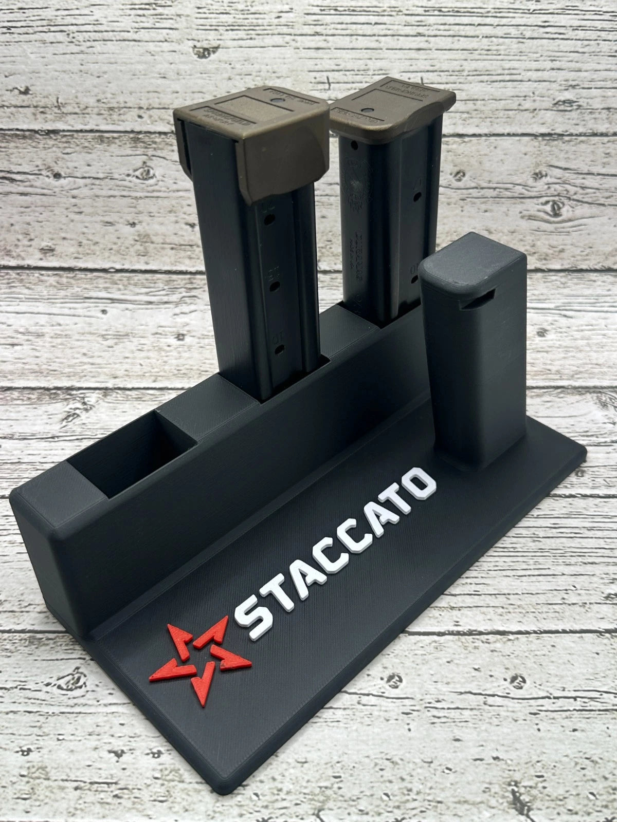 Staccato 2011 Display Stand – 3 Magazine Holders – alternate view