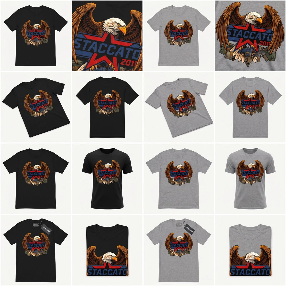 Staccato 2011 Bald Eagle Graphic T-Shirt — Black or Gray — product photo 2