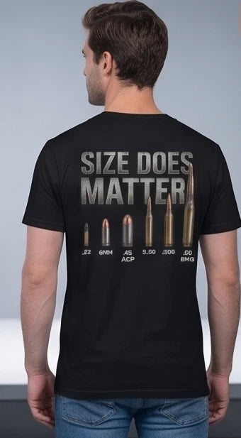 Size Does Matter Caliber Graphic T-Shirt — Black or Gray — product photo 4