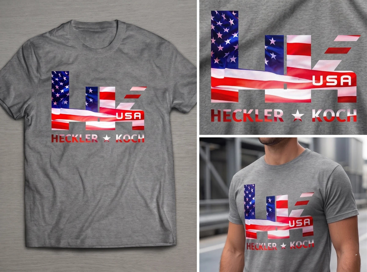 HK USA Flag Graphic T-Shirt — Black or Gray — product photo 2