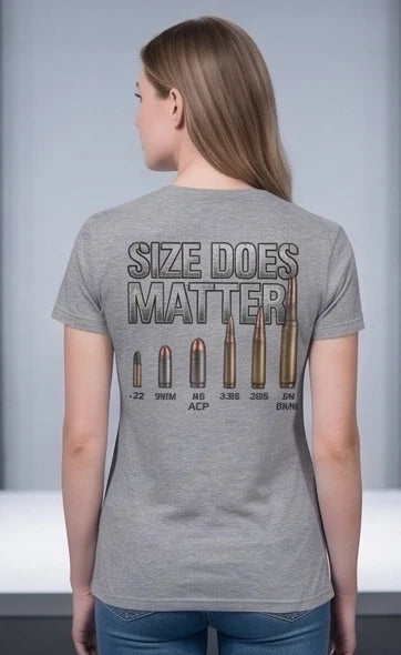 Size Does Matter Caliber Graphic T-Shirt — Black or Gray — product photo 5