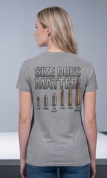 Size Does Matter Caliber Graphic T-Shirt — Black or Gray — product photo 3