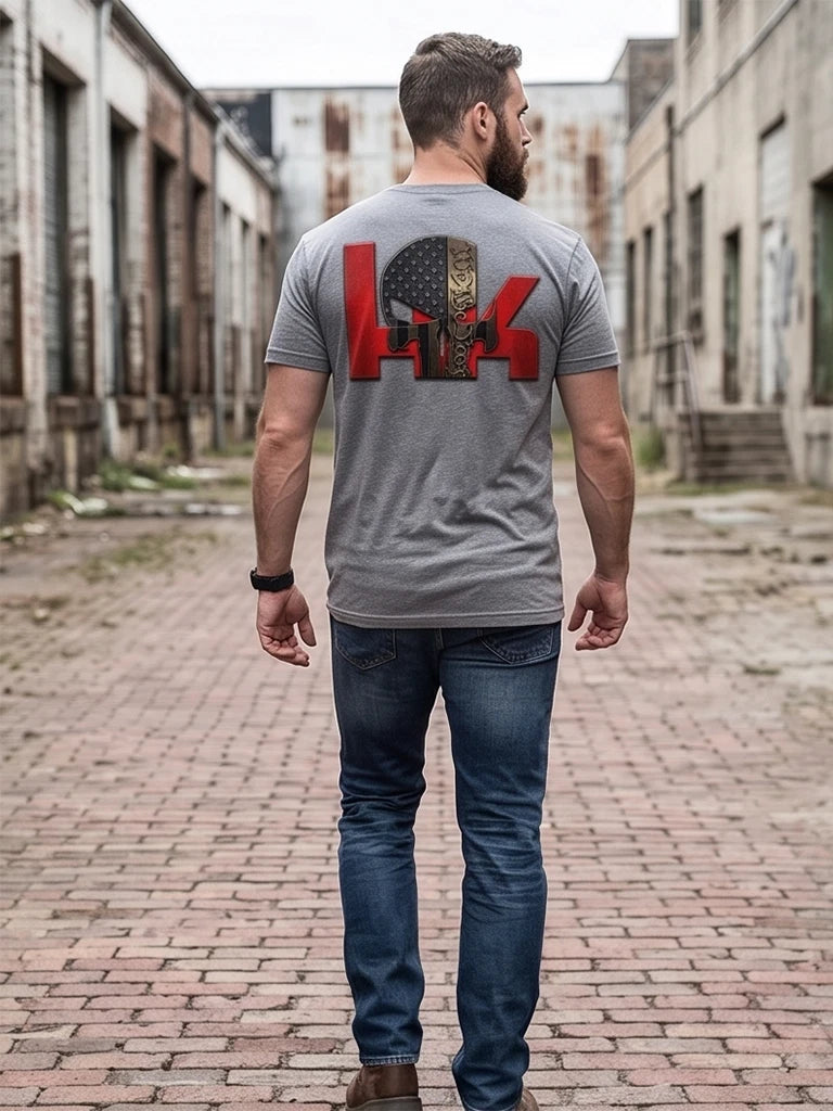 We The People Patriot Skull T-Shirt — Gray — product photo 2