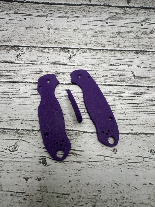 Spyderco Para 3 scales With Back Spacer In Barney Purple