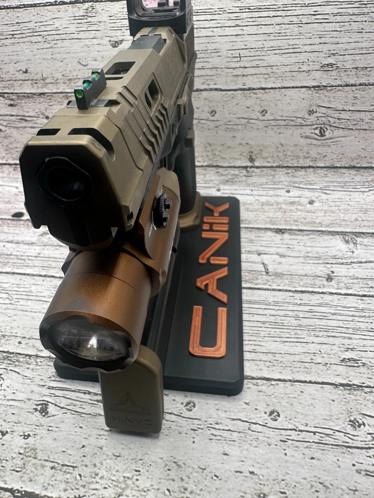 Canik Mete & TT Combat Display Stand – Bronze Logo Edition – alternate view