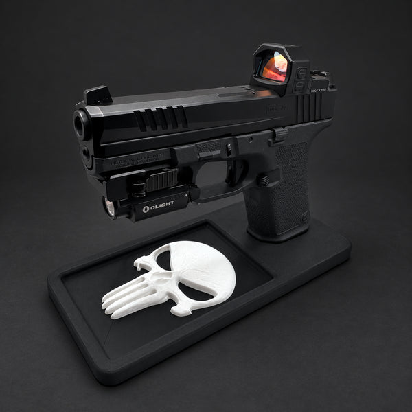 Punisher Glock-Style Double-Stack Pistol Display Stand & Tray