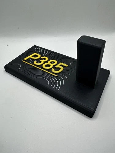 SIG Sauer P385 Display Stand – Black & Gold – alternate view