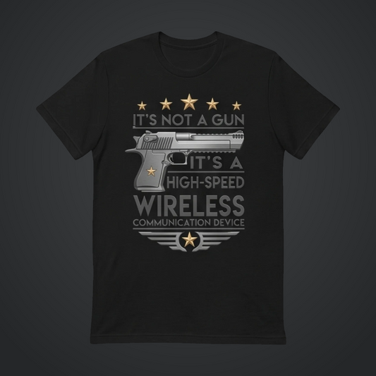 High-Speed Wireless Communication Device T-Shirt — Black