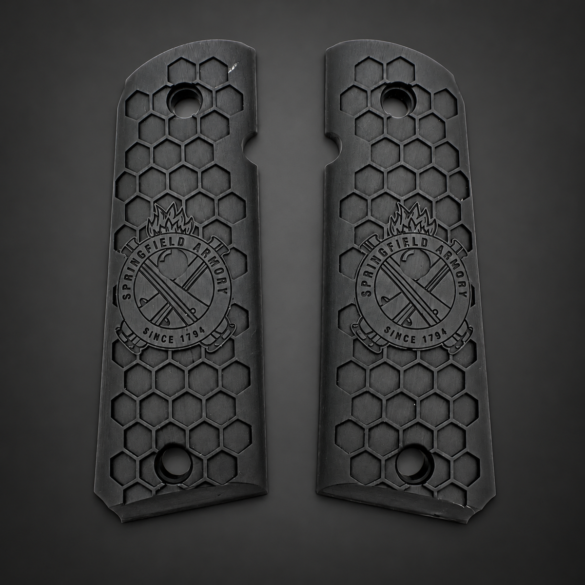 Springfield Armory Honeycomb 1911 Grips – Black Ambi-Cut Pair