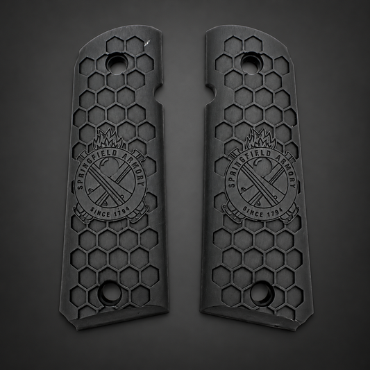 Springfield Armory Honeycomb 1911 Grips – Black Ambi-Cut Pair